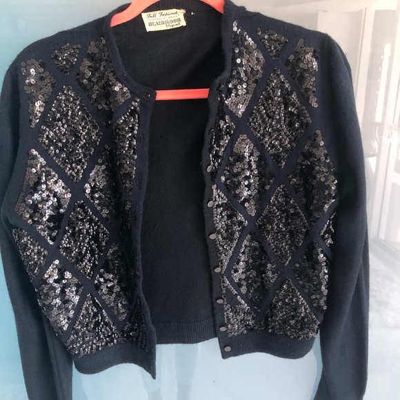Vintage Cashmere like Orlon with Sequin Sweater-small - Picture 2 of 6